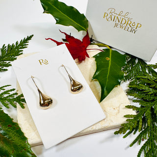 14k Gold Seattle Raindrop French Hook Earrings
