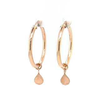 Raindrop® Charm 1" Hoop Earrings in 14k Rose Gold
