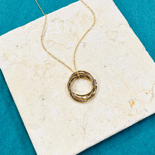 Five Golden Rings Pendant Necklace