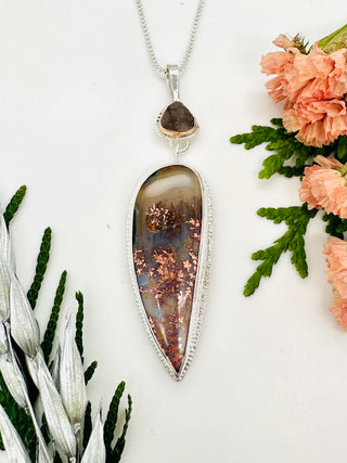 Agate & Copper Ore Reverse Raindrop® Pendant Necklace with Druzy
