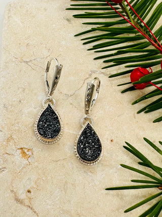 Black Druzy Raindrop® Earrings
