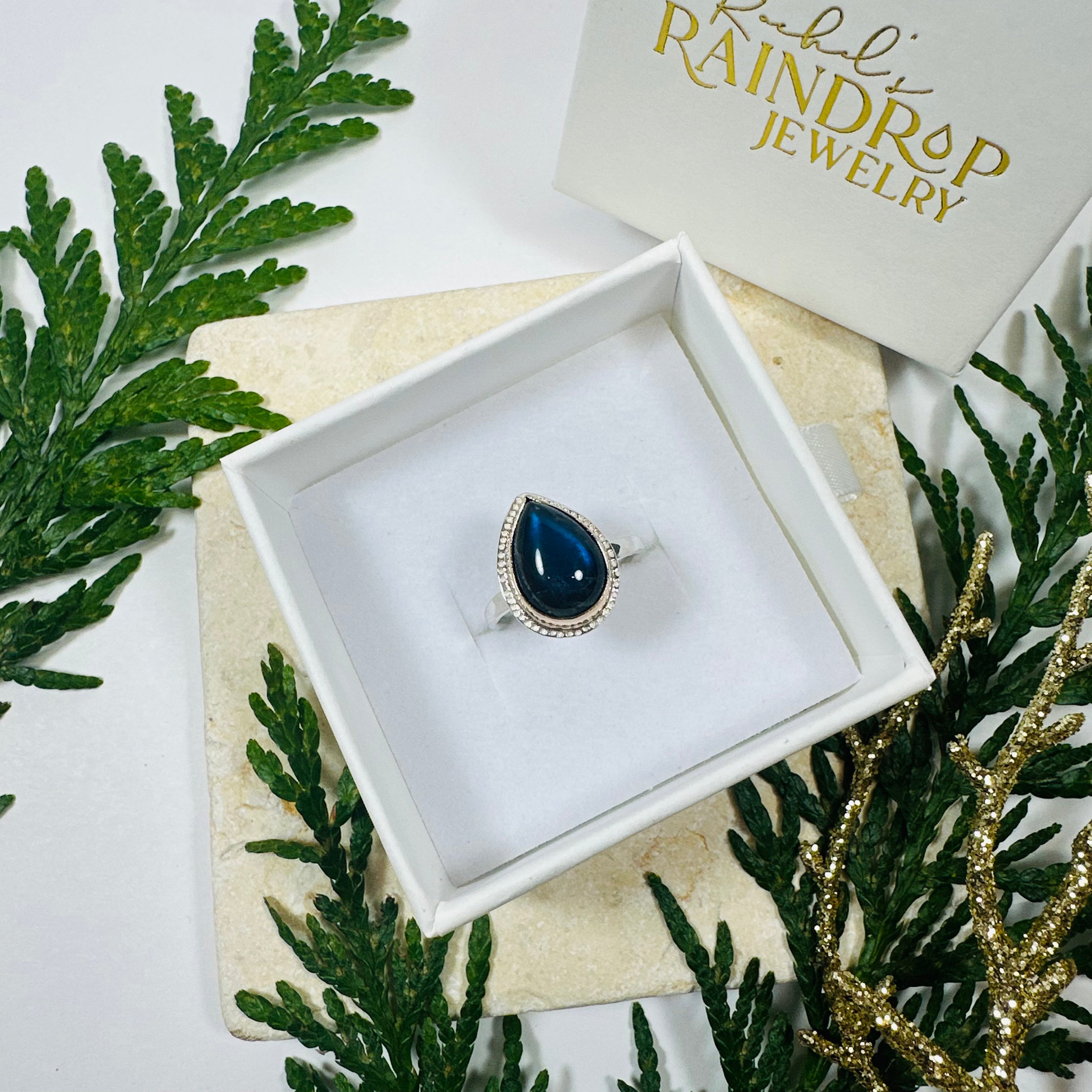 Labradorite Raindrop Ring