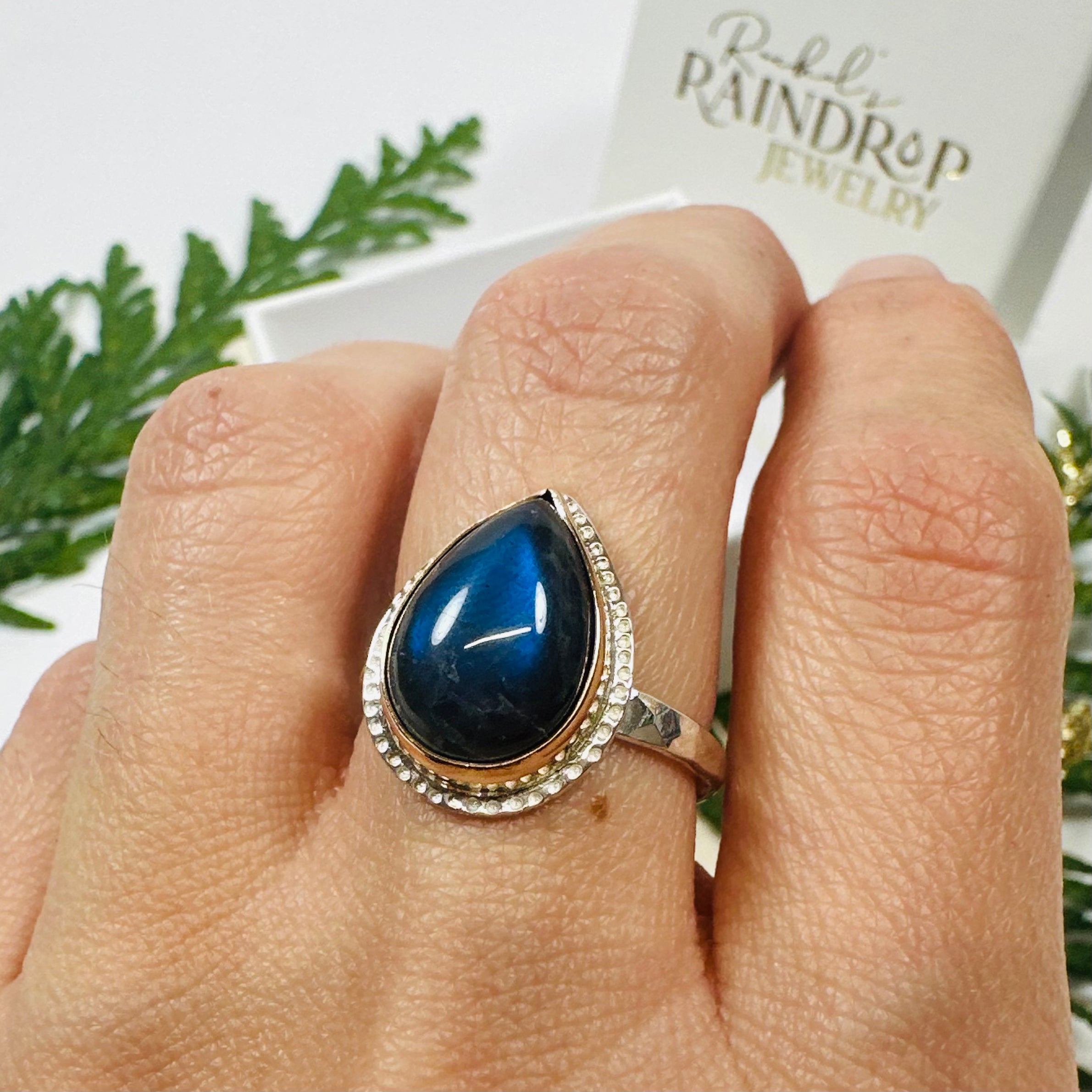 Labradorite Raindrop Ring