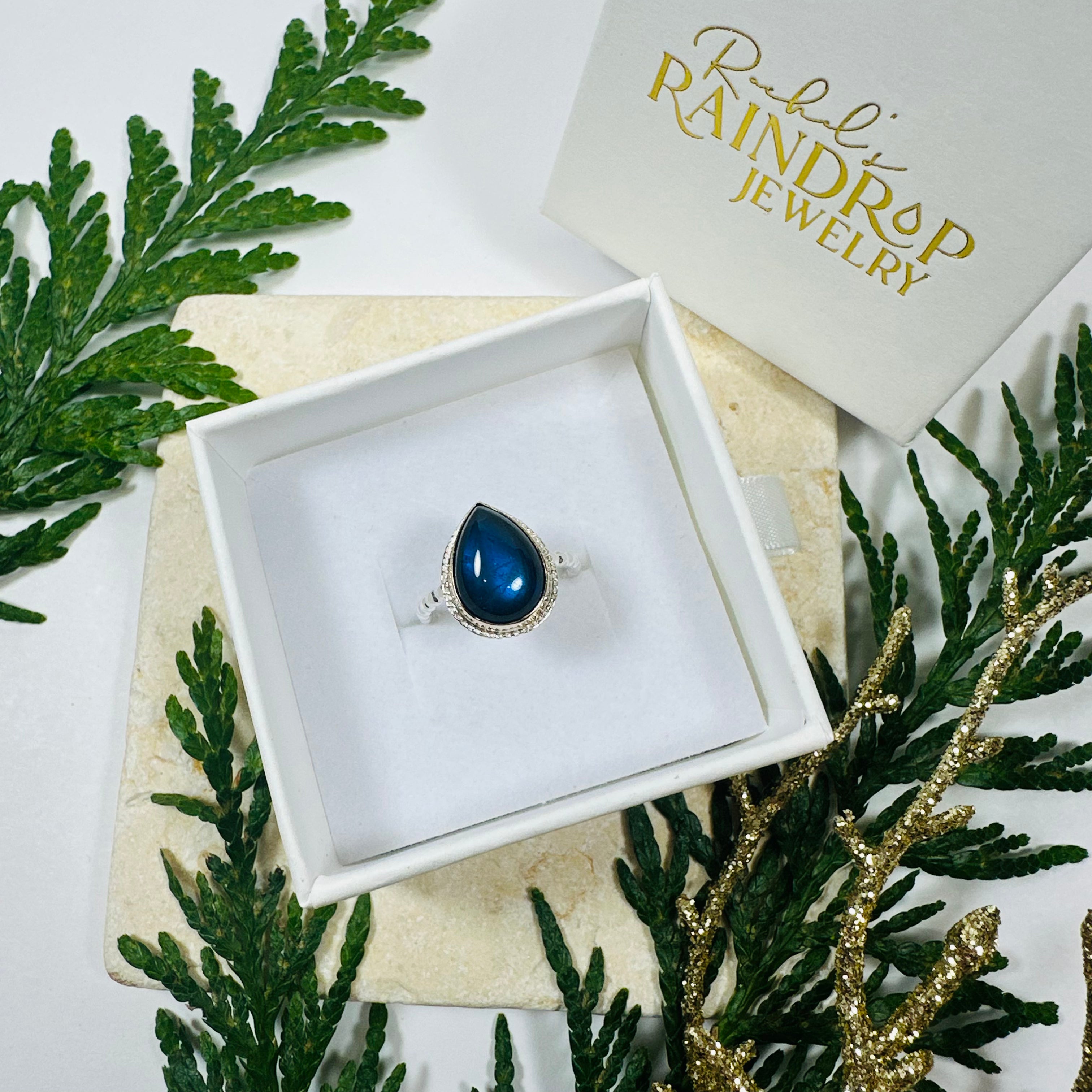 Labradorite Raindrop Ring