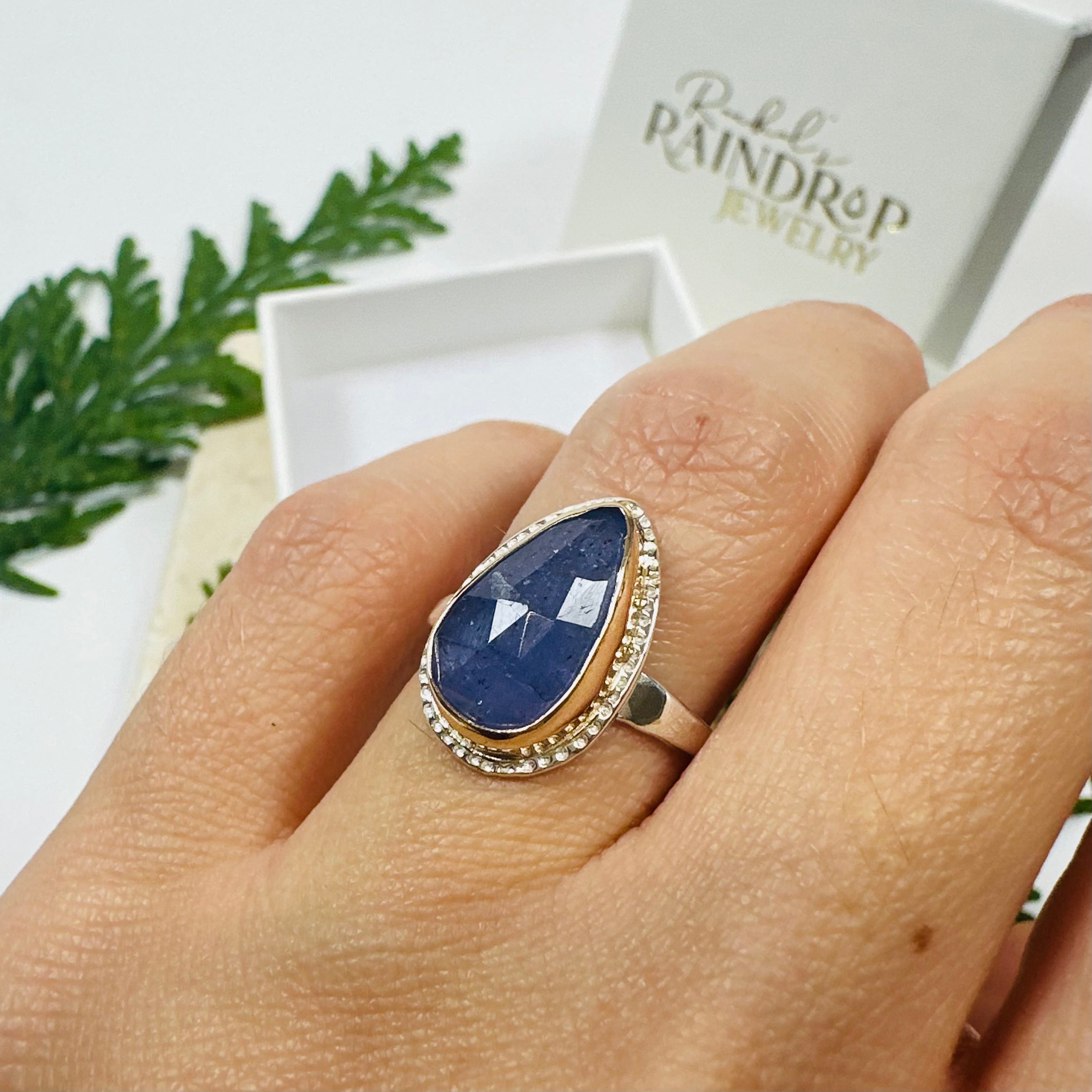 Blue Sapphire Raindrop Ring