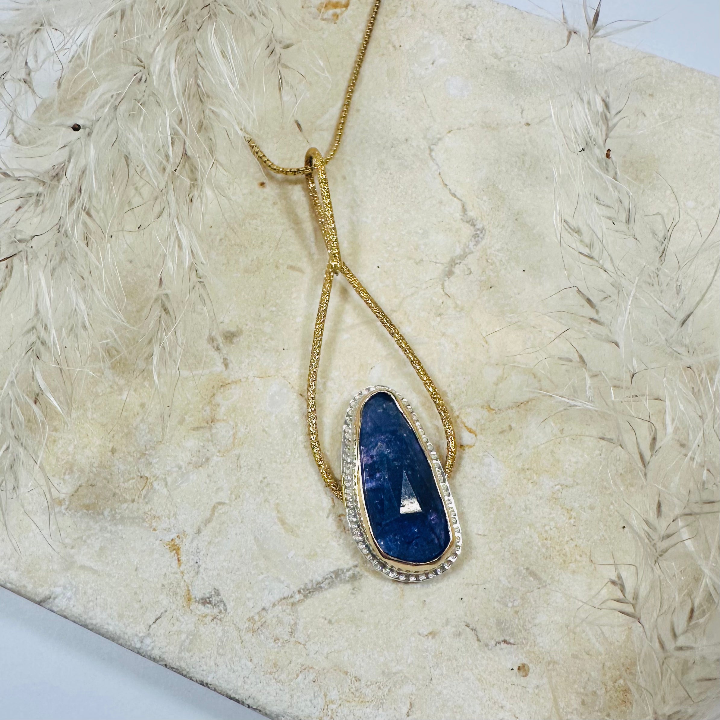 Tanzanite Beaded Raindrop Pendant