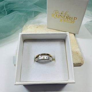 Two-Tone Cubic Zirconia Accent Ring Band in Gold and Sterling Silver