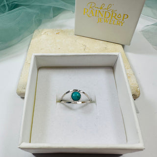 Halo Ring with Turquoise Cabochon in Sterling Silver