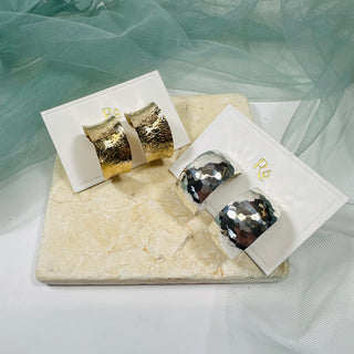 Wide Textured Gold Hoop Earrings