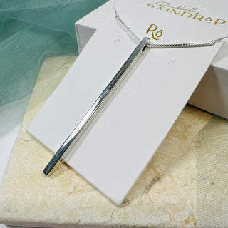 Minimalist Vertical Bar Pendant Necklace in Sterling Silver