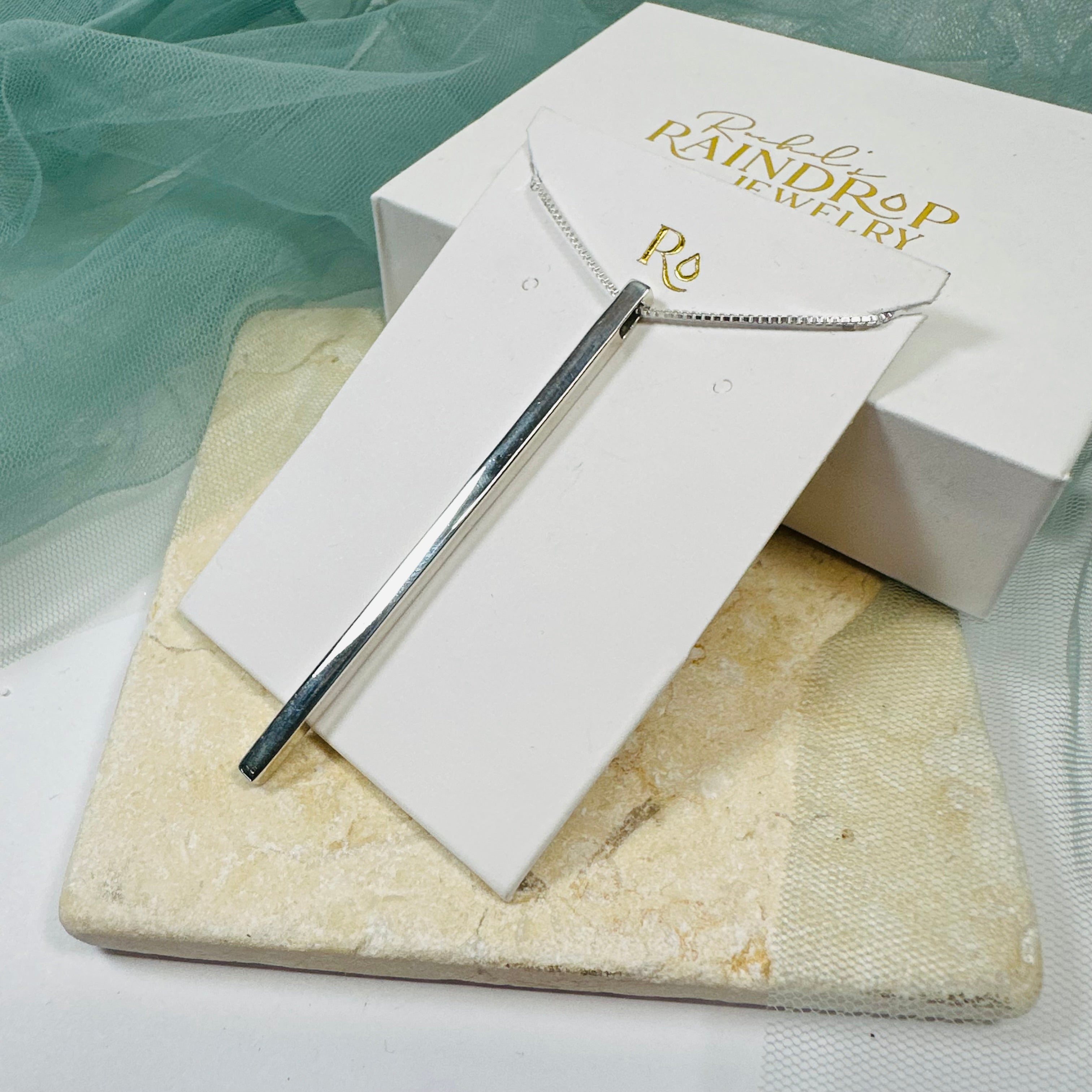 Minimalist Vertical Bar Pendant Necklace in Sterling Silver