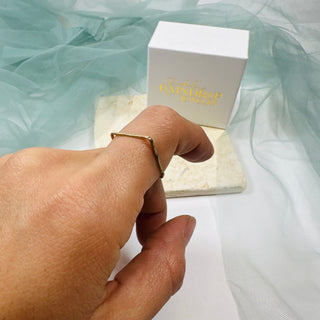 Square Hammered Gold Stack Ring - Size 5