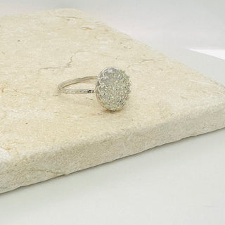 White Druzy Queen Ring in Sterling Silver