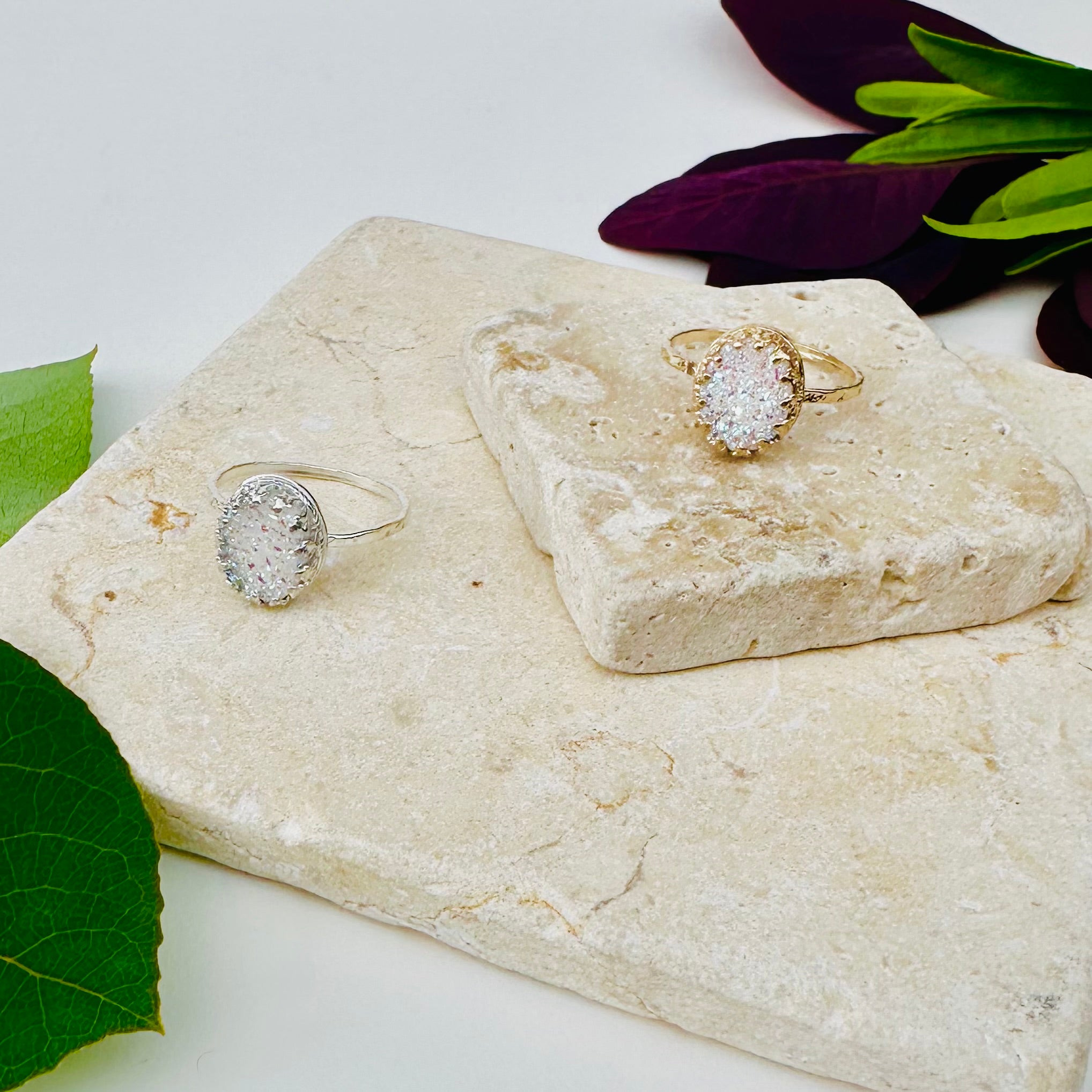 White Druzy Queen Ring
