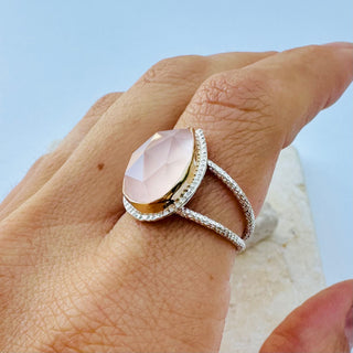 Rose Quartz Raindrop Ring II