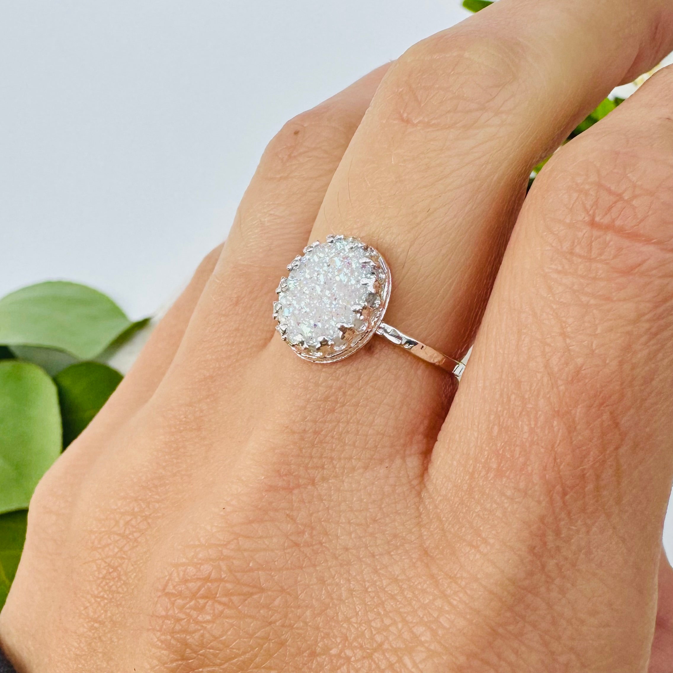 White Druzy Queen Ring